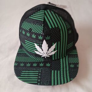 Marijuana Leaf Hat Mesh Snapback Pot Hat Weed Hat Baseball, Trucker Cap Adult !!